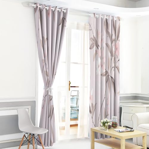 Rideaux opaques à oeillets finitions draperies haut de gamme rose - 4