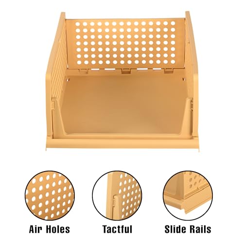Image of Heart Home Pack of 3 Storage Organizer | Wardrobe Organizer | Cloth Organizer | Foldable Shirt Stacker Box for Almirah | Closet Storage Basket | Large | White & Gray & Ivory