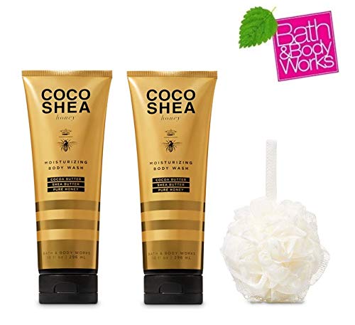 Bath and Body Works COCOSHEA HONEY Moisturizing Body Wash Lot of 2 + FREE Shower Sponge