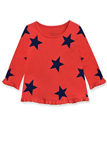 Image of A.T.U.N. (ALL THINGS UBER NICE) Girls Red- Navy Star Print Ruffle Nighsuit