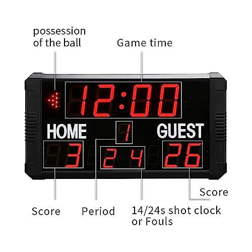 Cronómetro digital portátil para puntuación de baloncesto, con control remoto y 5 niveles de ajuste de brillo, para bádminton, tenis de mesa, voleibol, fútbol y tenis miniatura 2