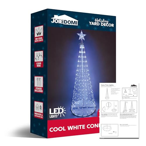 Joiedomi 31792 6 Ft Animated Christmas Cone Tree Yard Light Decorations 280 Pre-Lit Led Cool White Light With Metal Stakes For Indoor Outdoor Garden Holiday Décor thumb #6