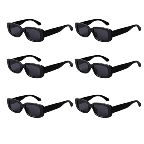 CPRNQY 6 Stück Schwarze Sonnenbrille, Sonnenbrille Schwarz, Leicht Und Bequem,Rave Brille Für Autofahren, Outdoor-Sport Und Modische Accessoires, Ideale Geschenkauswahl
