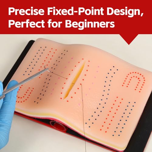 Image of Medarchitect DIY Suture Practice Pad, Marked Suture Pad with Sturdy 5 Layers and Tensioned Arch System for DIY Wounds for Medical and Veterinary Students
