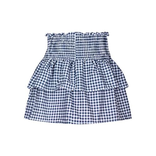 Women's Cute Layered High Waist Lined Plaid Ruffle Pleated Tiered A-Line Flared Flowy Swing Beach Mini Culottes Skirt3