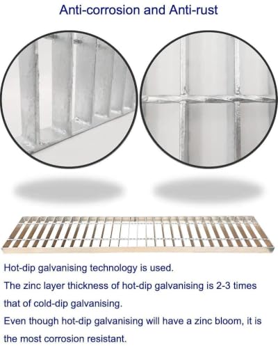 Image of Galvanized Steel Drain Grate, Driveway Channel Cover 40x8 in