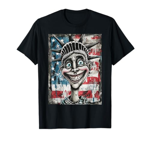 Cartoon Couture Statua della Libertà e Bandiera Americana Combo Maglietta