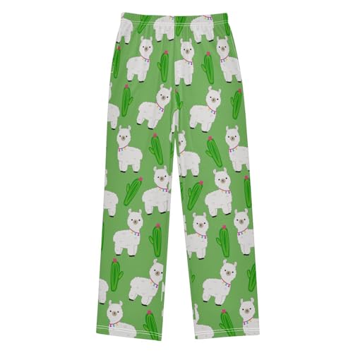 ZZXXB Llama Cacti Plant Boys Long Pants Soft Trousers Elastic Waist Kids Lounge Bottoms with Pockets S-XL