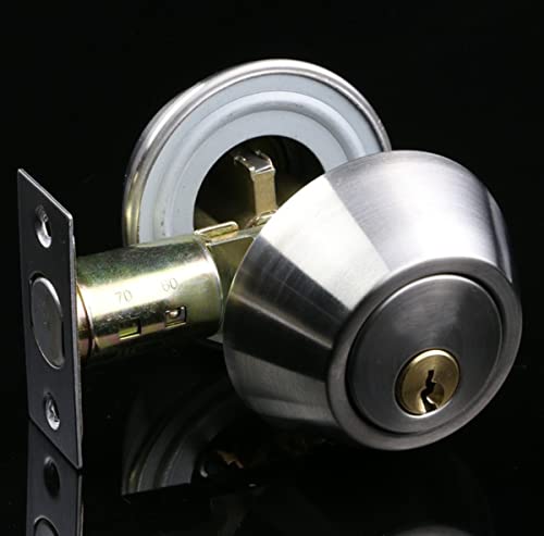 Qrity Cylinder Security Lock with Keys on Both Side, Double Cylinder Deadlock, Brass + Stainless Steel, with 3 Keys - Image 2