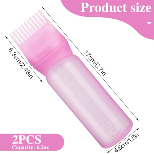 image for Pimoys 2 Pack Root Comb Applicator Bottle, 6 Ounce Oil Applicator for 