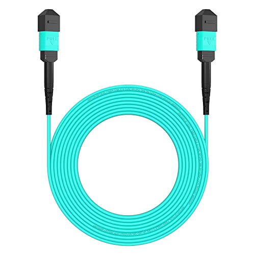 Image of AMPCOM MPO to MPO Trunk Cable 50 /125μm Multimode OM3-300 (12 Fiber, MPO to MPO Female, Type B, LSZH /Riser, UPC, Aqua) 30m (98.4ft)