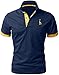 Produktbild LIUPMWE Poloshirt Herren Kurzarm Baumwolle Einfarbig Basic Golf T-Shirt Giraffe Stickerei Polohemd Sommer,L,Blau 2