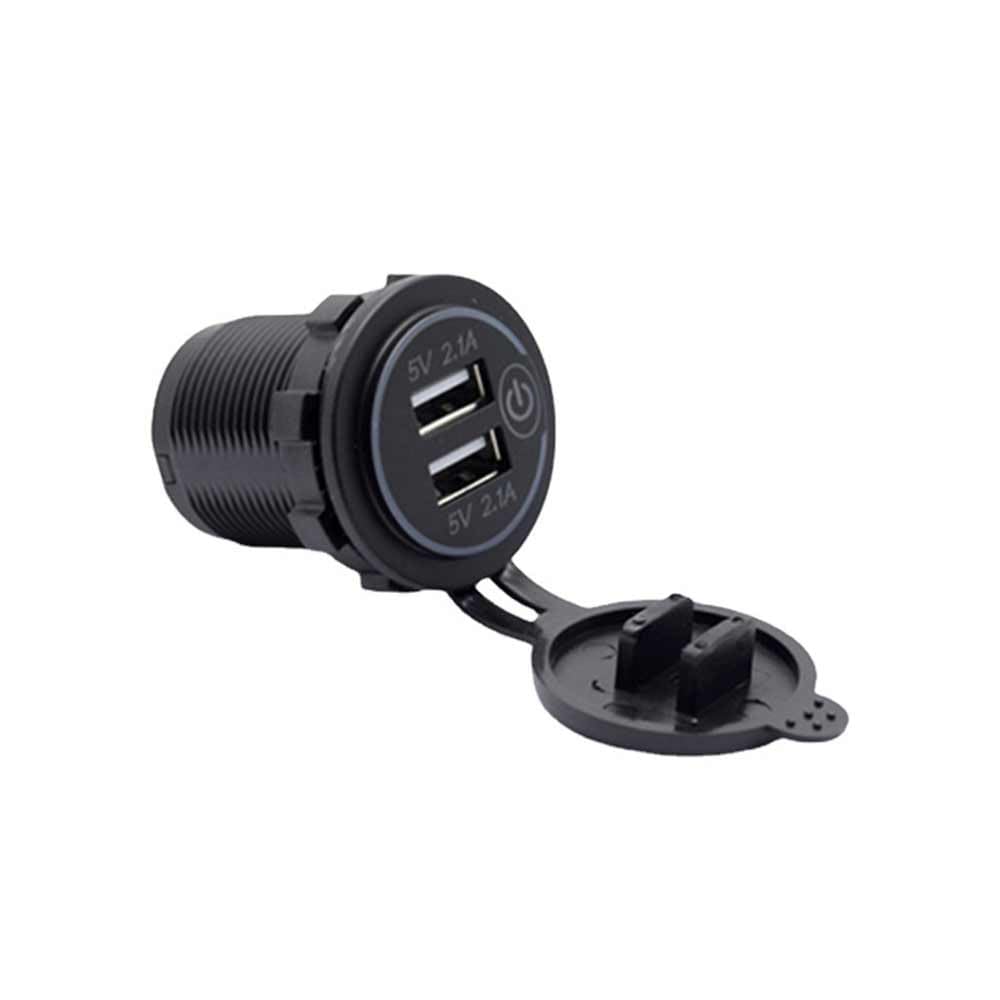 DC12-24V 3.1A Dual USB Charger with Touch Screen Switch Modified Charger with Dual USB and Switch for Marine Truck Motorcycle Car etc