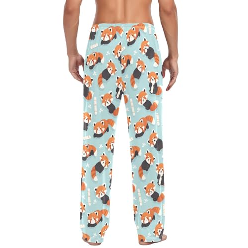 Men's Cute Red Panda Cotton Pajama Pants - Soft Lounge Sleepwear for Home, Breathable & Comfortable Separates（497）3