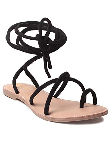 Wrap Around Ankle Black Sandal 