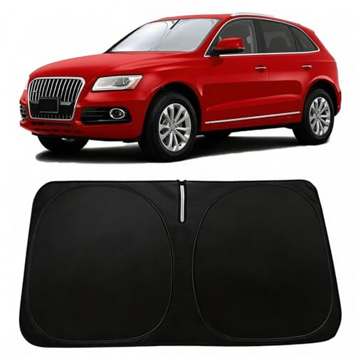 Image of Car Front Windshield Sun Shade for Q5 2014 2015 2016 2017, Car Window SunShades Shield Cover Visor Protector with 240T Reflective Fabric UV & Sun Heat Protection Accessories