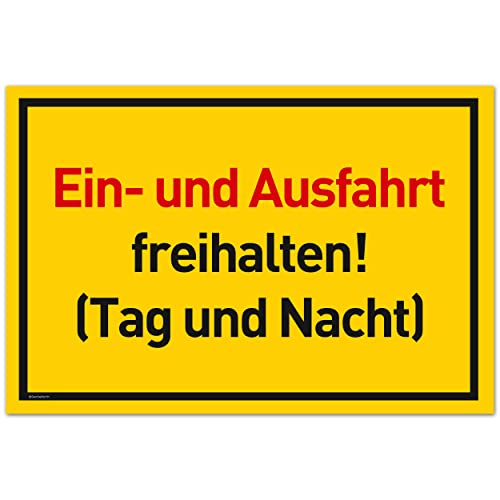 Einfahrt Freihalten Schilder (30x20 cm Kunststoff) - Ausfahrt freihalten Schild - Nie Wieder zugeparkt - Tag und Nacht freihalten