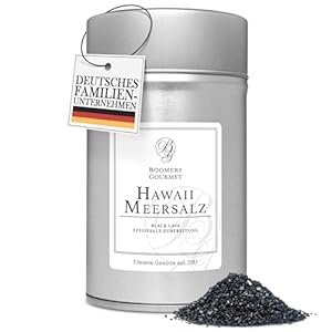 Boomers Gourmet - Hawaii Meersalz Black Lava I Schwarzes Salz aus Hawaii I Exotisches Finishing Salz mit Aktivkohle – Perfekt für Fisch, Fleisch und Pasta - Gewürzdose 11,  cm - 200 g