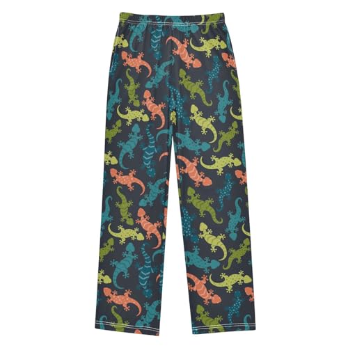 ZZXXB Colorful Lizard Boys Long Pants Soft Trousers Elastic Waist Kids Lounge Bottoms with Pockets S-XL
