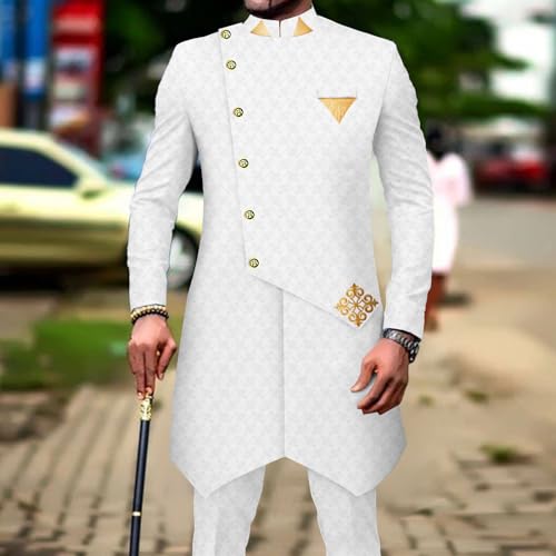 African Suits for Men Single Breasted Silm Fit Blazer and Pants 2 Piece Set Dashiki Attire for Wedding2