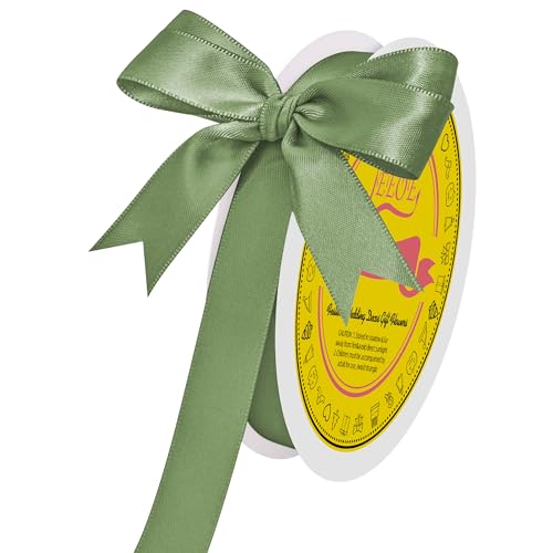 Image of Double Face Spring Moss Satin Ribbon 5 /8 inch X 50 Yards Polyester Spring Moss Ribbon for Gift Wrapping Very Suitable for Weddings Party Invitation Decorations and More