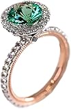 HengSun Gemstone Birthstone Sapphire Emerald Halo Statement Engagement Rings for Women, Anniversary 14K Gold Plated 925 Silver Promise Rings for Her (6),1998-2000X