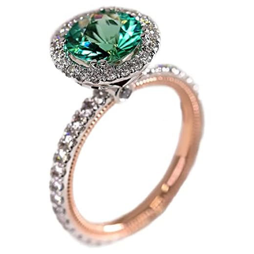 HengSun Gemstone Birthstone Sapphire Emerald Halo Statement Engagement Rings for Women, Anniversary 14K Gold Plated 925 Silver Promise Rings for Her (8)