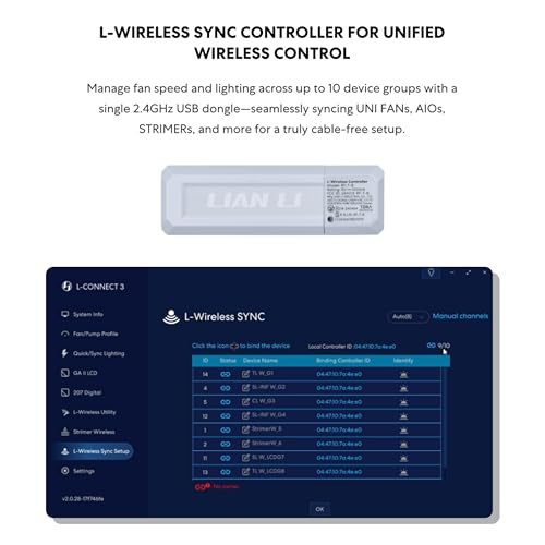 Image of Lian Li UNI Fan CL Wireless 120 - Triple Pack - 2.4 GHz Wireless Signal RGB & PWM PC Case Fans Control - Dual Control Light Zones - 28mm FDB - Controller Included and Required - White (12CL1W3W)