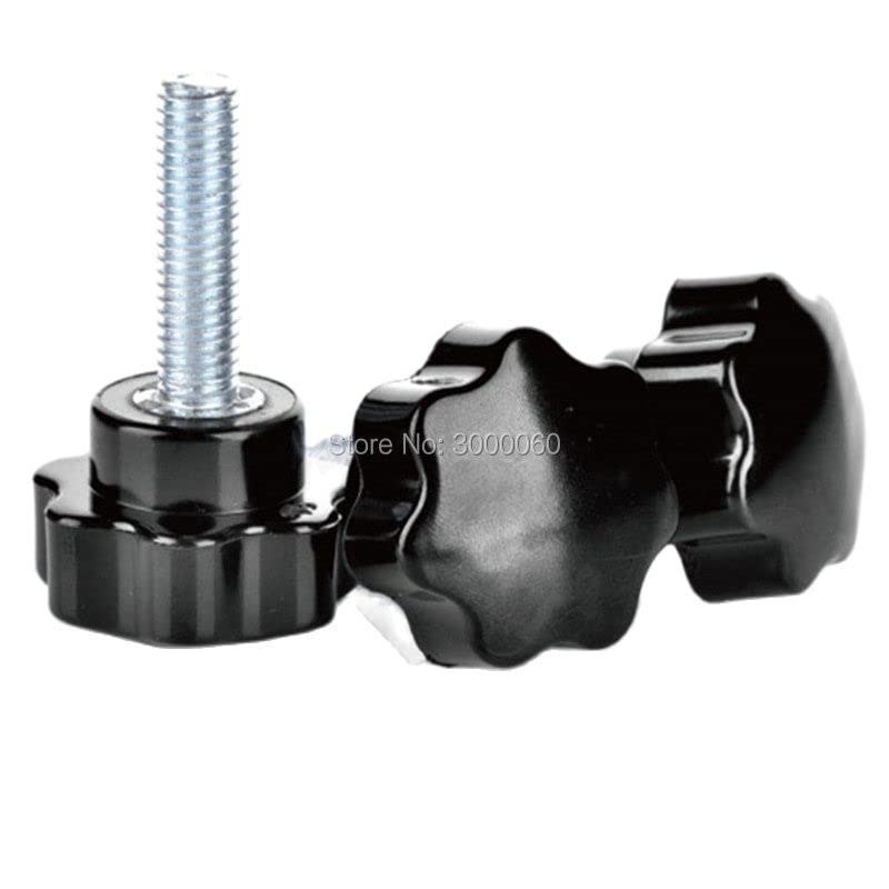 M5 M6 Black Color Plastic Star Head Plated Steel Handle Thumb Screws - (Size: M5X25mm)