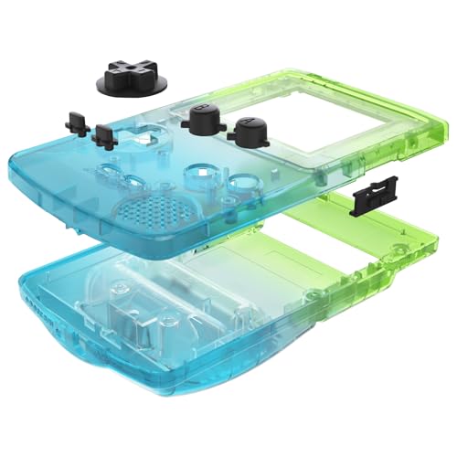 Image of IPS Ready Upgraded eXtremeRate Gradient Translucent Green Blue Replacement Shell Full Housing Cover Buttons for Gameboy Color - Fit for OSD IPS & Regular IPS & Standard LCD - Not Console & IPS Screen
