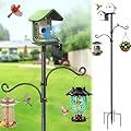 Bird Feeder Pole, 80 Inch Bird House Pole Stand for Outdoors Heavy Duty Metal Feeding Station Kit with 2 Hooks for Birdhouse & Pole Mount birdfeeders Outside, 1 Inch Diameter, 1 Pack