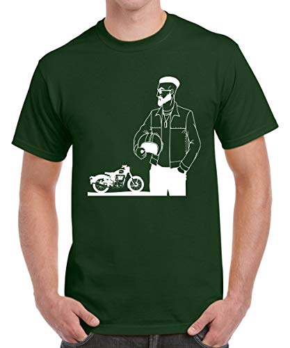 Image of Caseria Men's Cotton Printed T-Shirt -Bike Man | 100% Cotton | Half Sleeves | Regular Fit | Printed | Round Neck | Graphic T Shirt