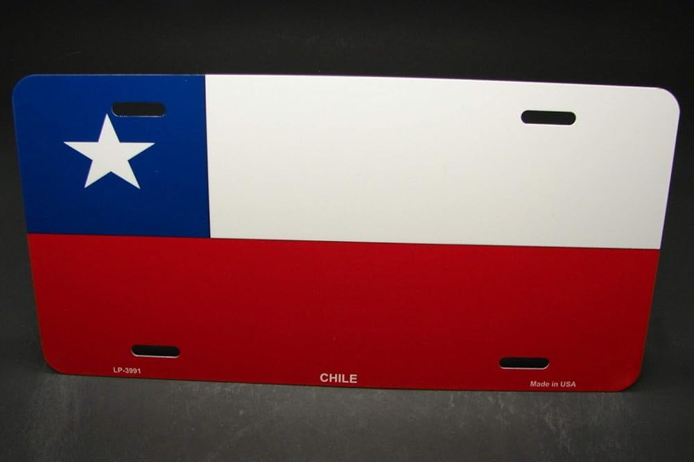 Ingzzaac chile flag metal aluminum car license plate chile bandera license plate 6x12 inches