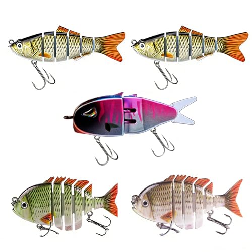 CHSMONB Fishing Lures for Freshwater and Saltwater, Lifelike Slow Sinking Bass Lures Multi-Jointed Swimbait for Bass Trout Crappie Walleye Pike, Must-Have Fishing Gear for Family Fishing Gear (5 Pcs) - image 1