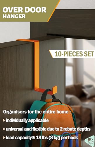 Menz Over Door Hanger - 10 pcs. Multicoloured - Coat Hooks 3.6 cm (1.4") + 4.1 cm (1.6") - Over Door Hook for Hanging Clothes Coat Rack - Image 3