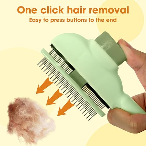 Image of Cat Hair Brush & Dog Brush, Deshedding Brush for Long or Short Haired Pets, Removes Loose Fur, Durable Stainless Steel & ABS Design (green 2pcs)