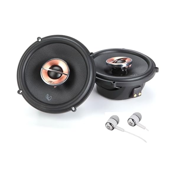 New Infinity Kappa 62IX 6.5″ 225 Watts Max (75 Watts RMS) 2-Way Coaxial Car Audio Stereo Multi Element Speakers with UniPivot Tweeters with Oversized Voice Coils – Pair with Alphasonik Earbuds