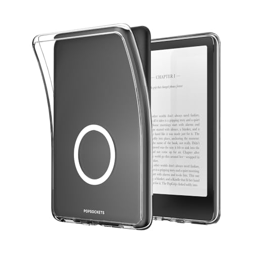 Image of PopSockets Kindle Paperwhite Case (12th Gen, 7 inch, 2024 /25), Signature Edition & Colorsoft Protective Cover with Built-in MagSafe-Compatible Ring for PopGrip, E-Reader Accessory - Clear