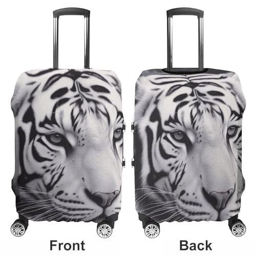 White Tiger Printed Luggage Cover Protector, Fits 18-32 Inch Luggage3