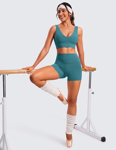 Image of CRZ YOGA Butterluxe V Neck Longline Sports Bra | Light Support, Removable Pads, Yoga, Extremely Soft, U Back, Wide Straps, for Women