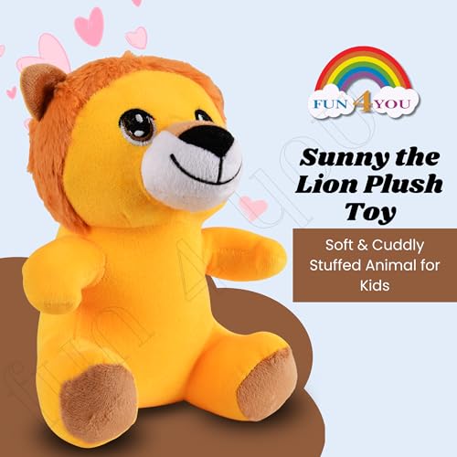 Image of Fun4you Lion Plush Toy - Soft Stuffed Animal for Kids, Adorable Lion Stuffed Toy, Cuddly and Lightweight, Perfect for Gifting, Baby Boys & Girls (Yellow, 25 cm)