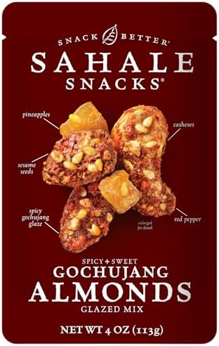 Sahale Snacks Gochujang Almonds Glazed Mix, Kosher, Gluten Free, 4 Ounce (Pack of 6)
