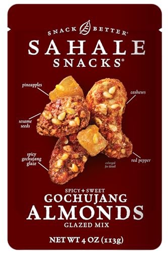 Sahale Snacks Gochujang Almonds Glazed Mix, Kosher, Gluten Free, 4 Ounce (Pack of 6)