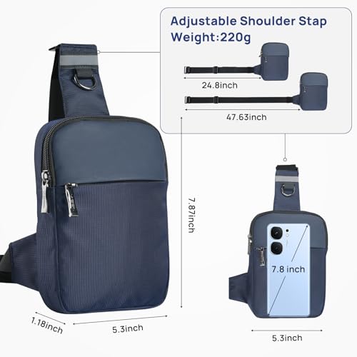 حقيبة كتف صغيرة كروس مع حجب تحديد الهوية بموجات الراديو للنساء والرجال هاتف على الصدر خفيفة الوزن للسفر كاجوال أزرق