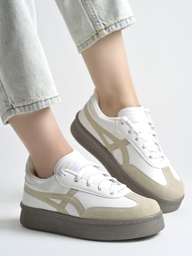 Image of Shoetopia Women's Casual Sneakers || Lace-Up Low-Top Shoes with Cushioned Sole || Trendy Daily Footwear Walking