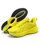 ONEMIX Breathable Men's Max Cushioned Walking Shoes with Arch Support for Plantar Fasciitis Flat Foot Pain Relief Air Lightweight Jogging Running Sneakers Shoes Non Slip Thick Sole,Yellow,Size 7