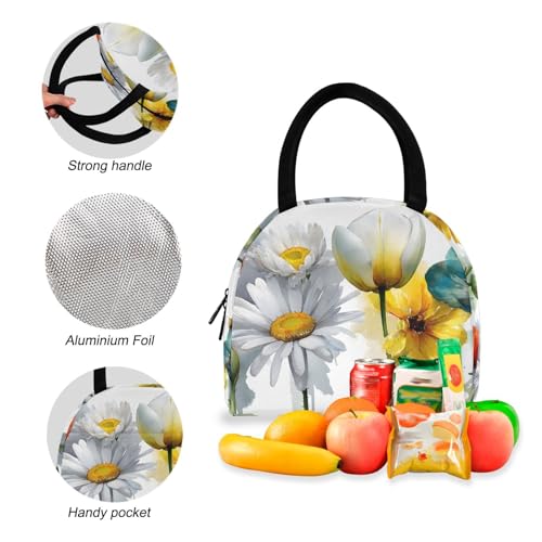 Backpack Lunch Bag Set Pattern Of Flowers Print, Big Storage Travel Backpacks with Insulated Lunch Box for Office Hiking Picnic4