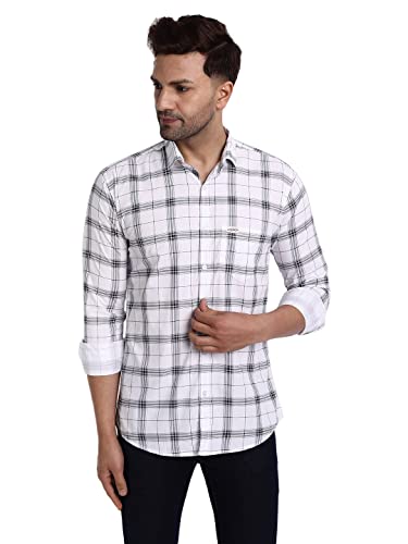 Image of Majestic Man Slim Fit Cotton Casual Check Shirt for Men
