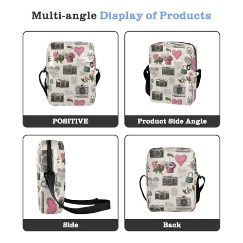 KLL Heart Locks Flowers Camera Retro messenger bags Vegan Leather crossbody bag men Travel Shoulder Handbags4