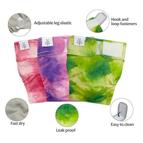 Image of CuteBone Washable Dog Diapers Female No Tail Hole 3 Pack Reusable Doggie Period Training Pants for Docked-Tail Frenchie French Bulldog Boston Terrier Without Tail WWD32M